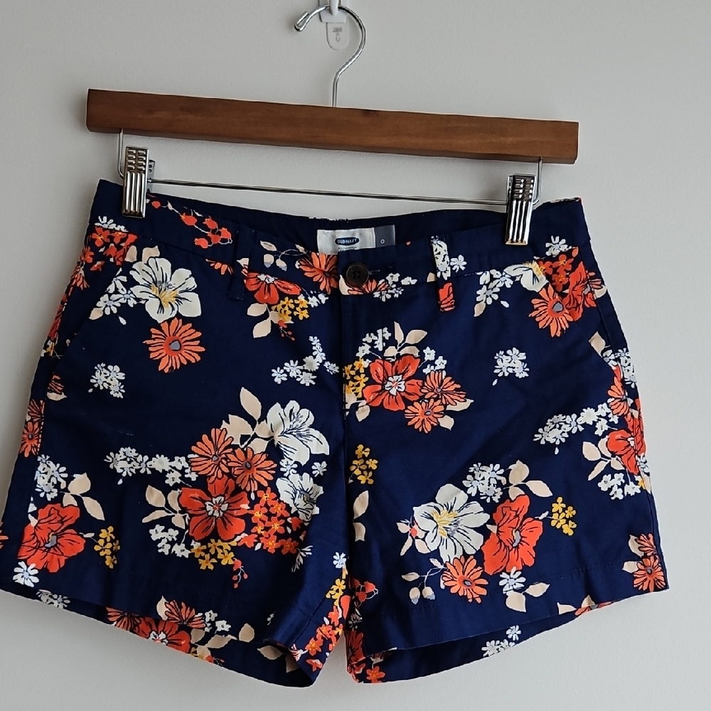 Old Navy Floral Women's Shorts - Navy and Orange